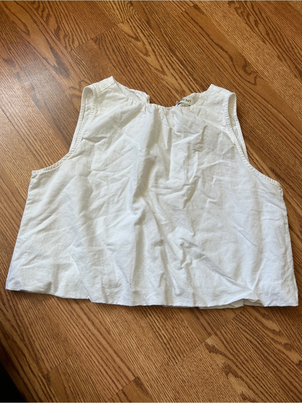 On 34th White Sleeveless Cotton Crop Top
